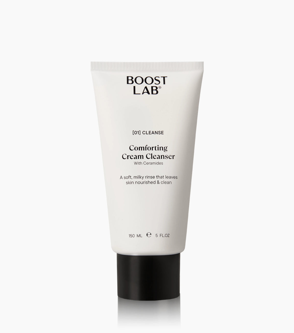 Boost Lab Comforting Cream Cleanser with Ceramides in a white tube with a black cap