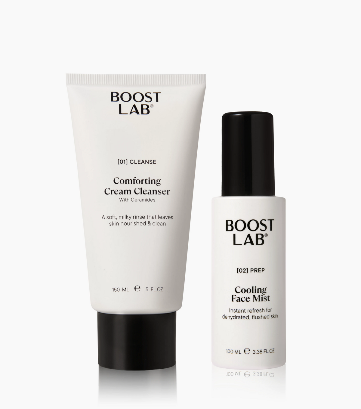 Boost Lab Skin Comforting Bundle with Comforting Cream Cleanser and Cooling Face Mist on a white background