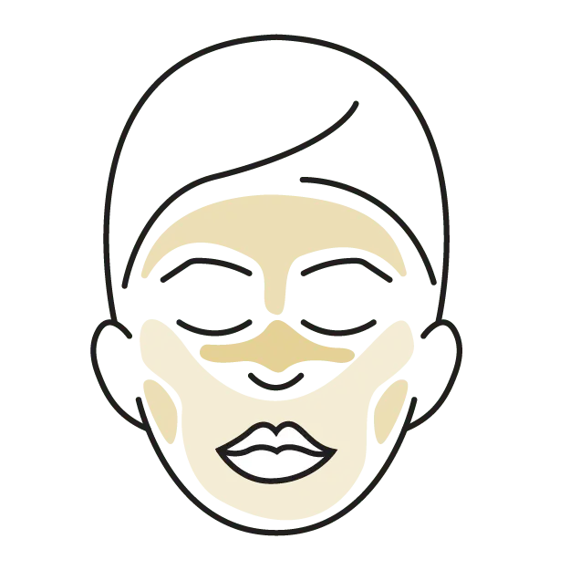 Outline of a face with a beige color swatch showing uneven skin tone